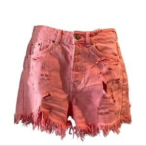Zara Distressed Shorts Pink